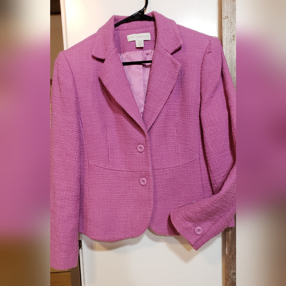 Pink Lavender Tweed Jacket Blazer,size 10,long Sleeve,